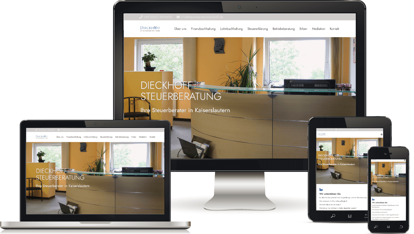 Webdesign in Kaiserslautern, BAQUE-Internetservice - Referenzen: Dieckhoff Steuerberatung